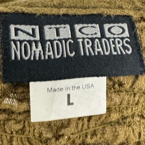 Y2K fairy grunge olive green crinkle ruffle button top by Nomadic Traders - Picture 6 of 6